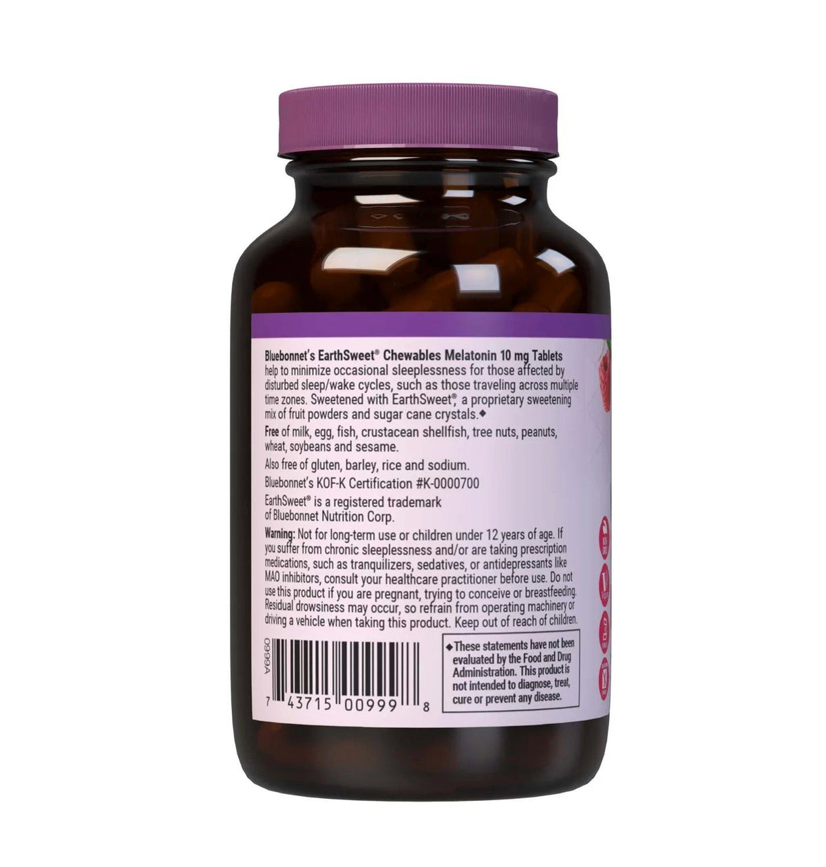 Bluebonnet Earth Sweet Chewable Melatonin 10 mg-Sleep Support 120 Chewable