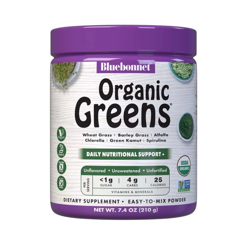 Bluebonnet Organic Greens 7.4 oz Powder