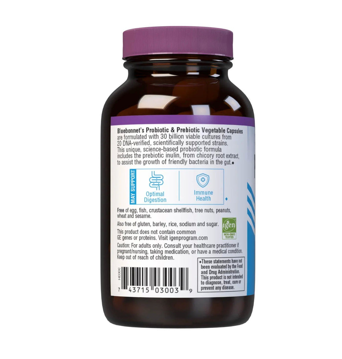 Bluebonnet Probiotic &amp; Prebiotic 30 Billion 30 VegCap