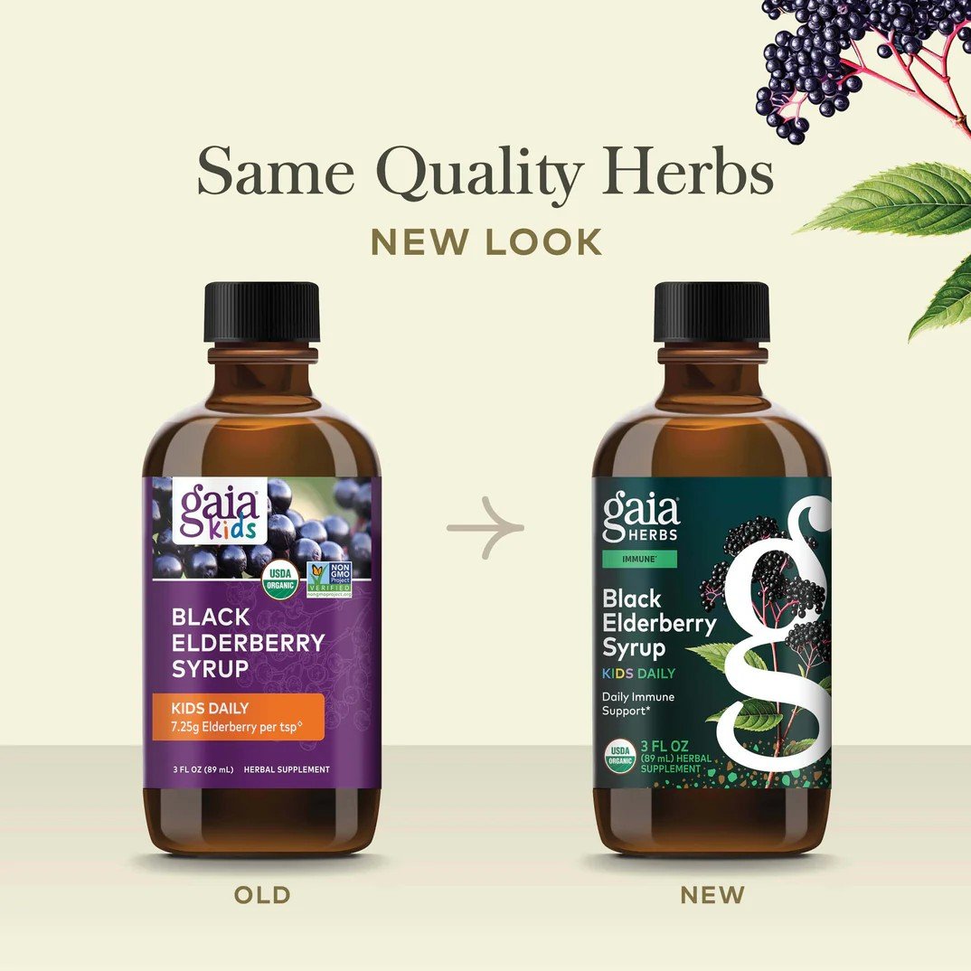 Gaia Herbs Black Elderberry Syrup for Kids 3 oz Liquid