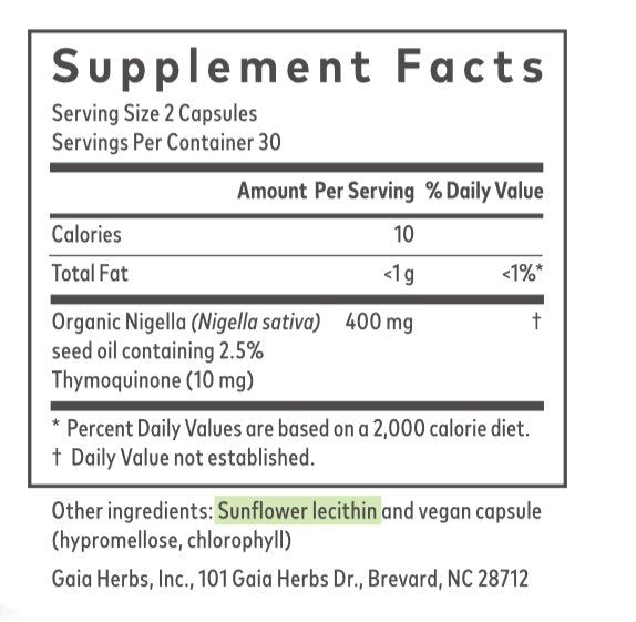 Gaia Herbs Black Seed Oil 60 Phyto-Caps