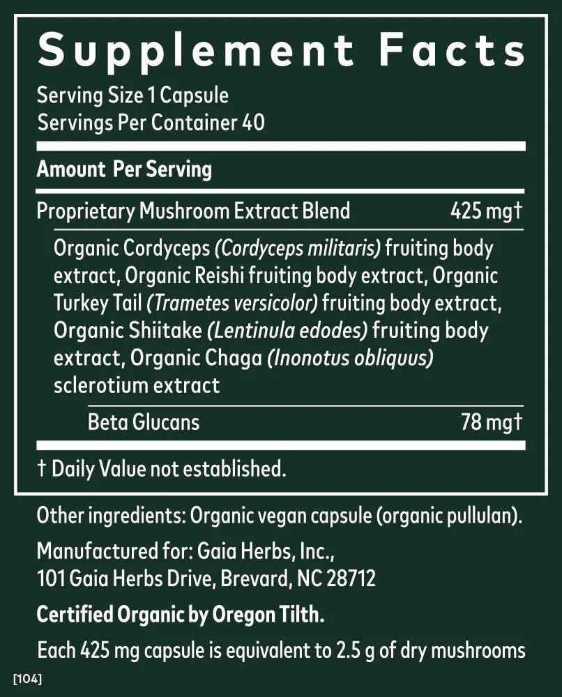 Gaia Herbs Immune Mushroom Blend 40 Capsule