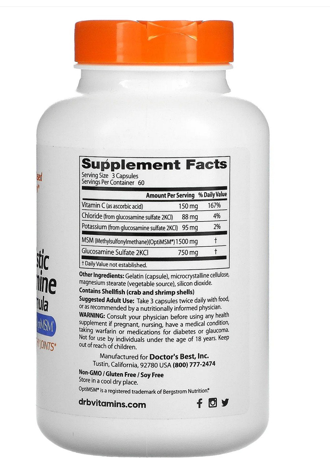 Doctors Best Synergistic Glucosamine/MSM Formula 180 Capsule