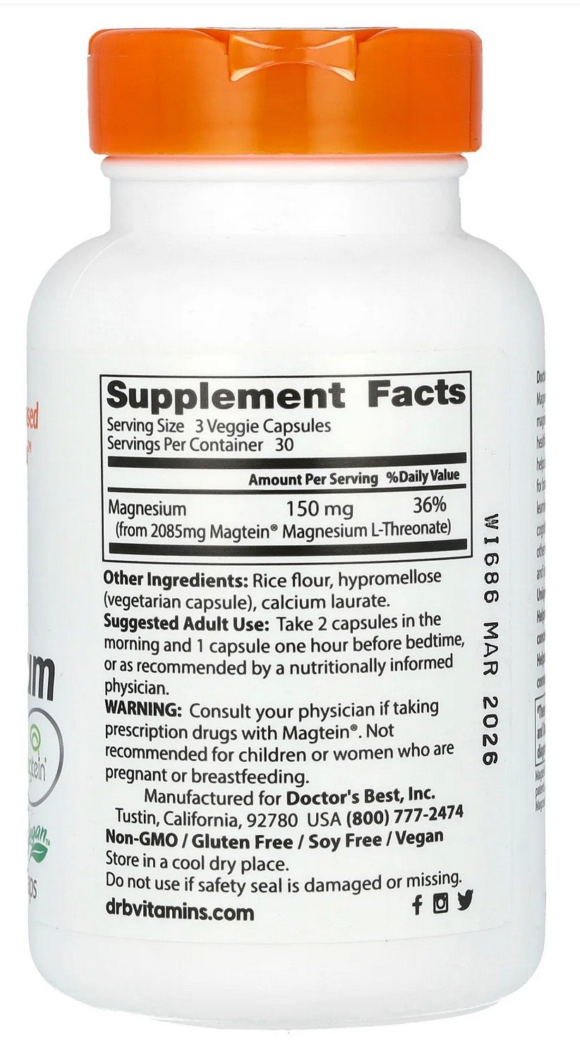 Doctors Best Brain Magnesium with Magtein 90 VegCap