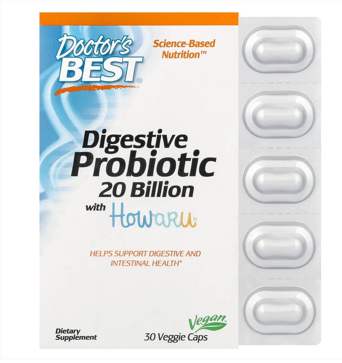 Doctors Best Digestive Probiotic 20 Billion with HOWARU 30 VegCap