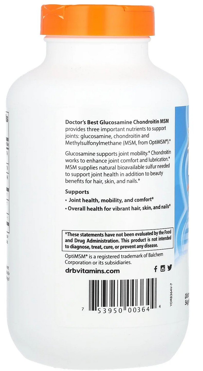 Doctors Best Glucosamine Chondroitin MSM with OptiMSM 360 Capsule