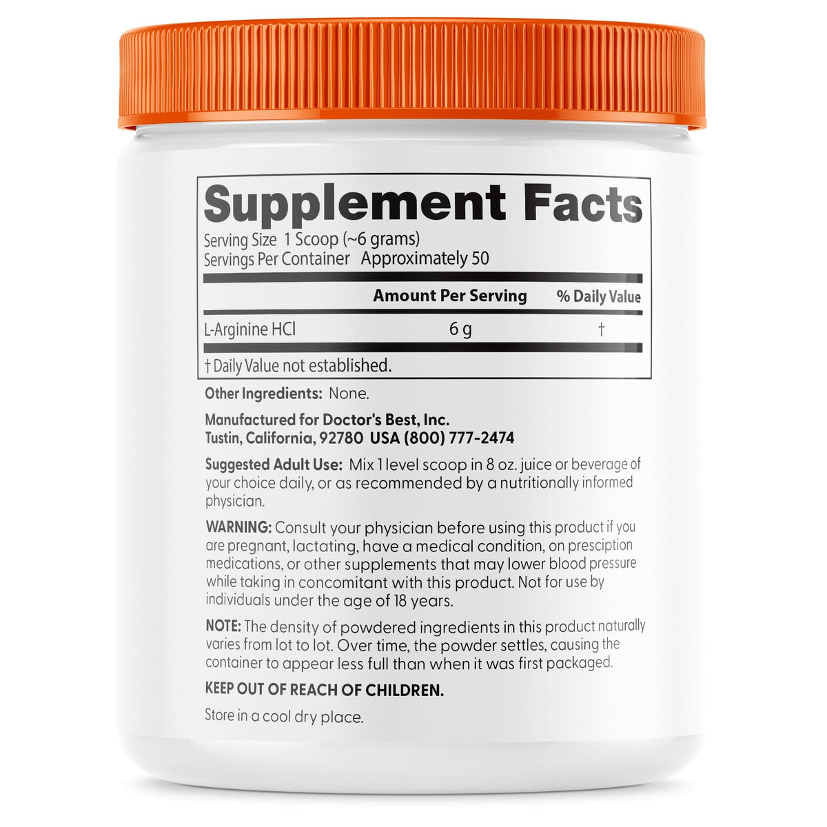 Doctors Best L-Arginine Powder 10.6 oz (300 grams) Powder