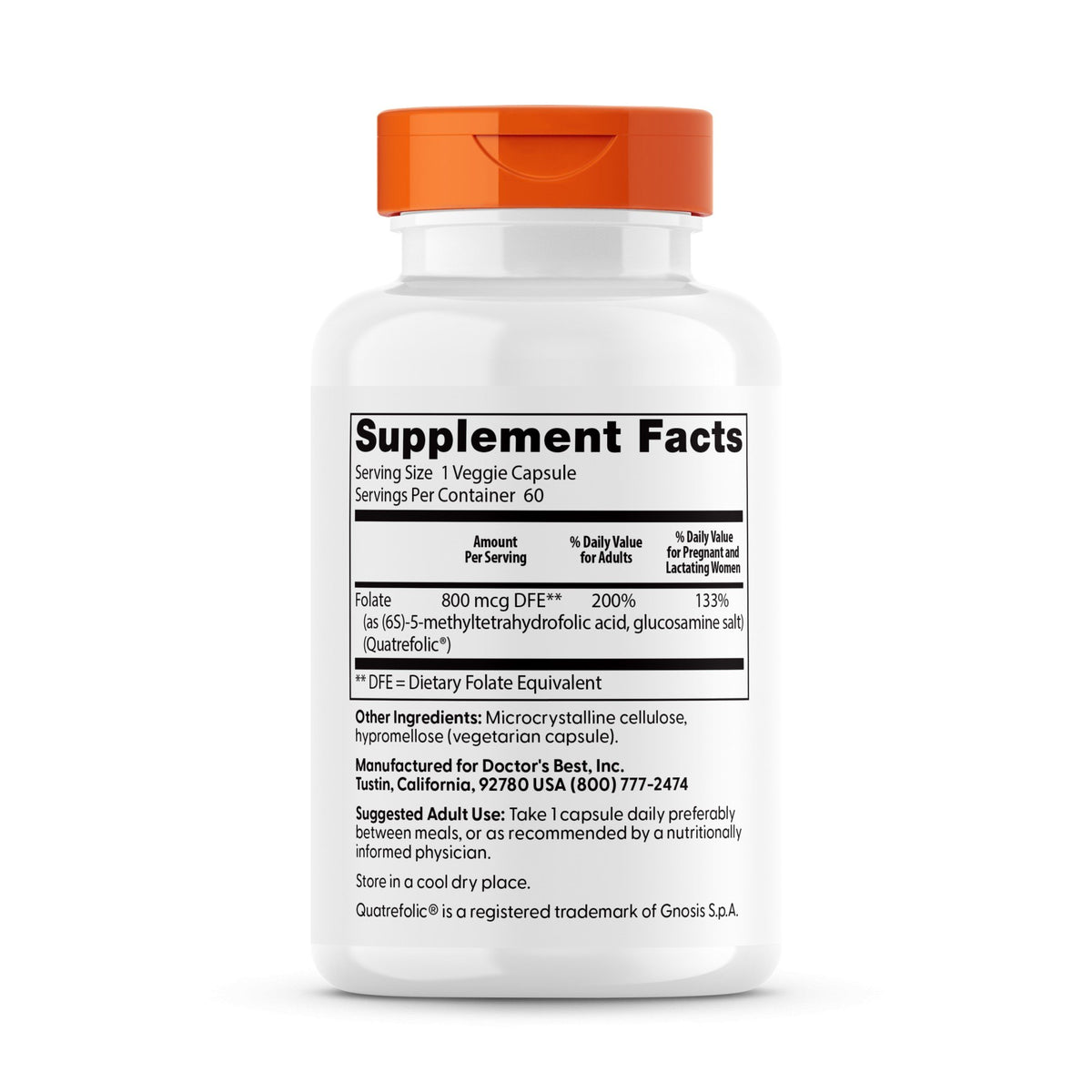 Doctors Best Fully Active Folate 800 mcg 60 VegCap