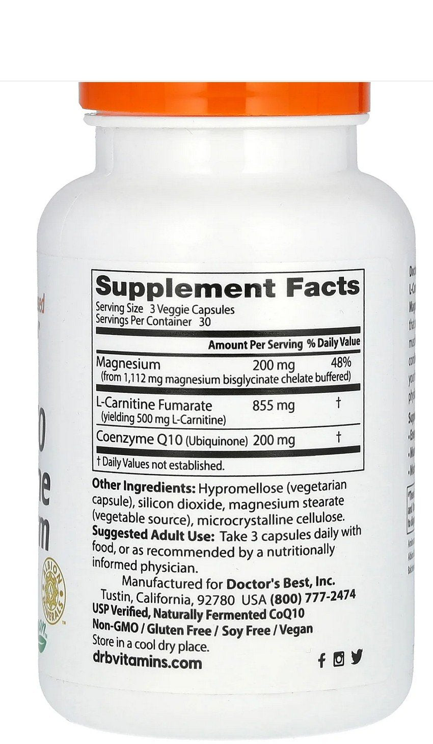 Doctors Best CoQ10 L-Carnitine Magnesium 90 VegCap