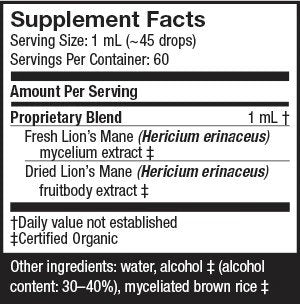 Fungi Perfecti/Host Defense Lion&#39;s Mane Extract 2 fl oz Liquid