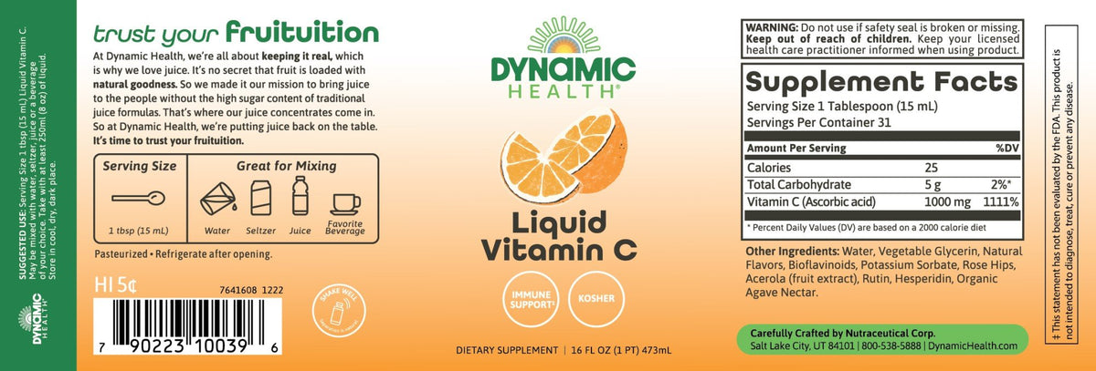 Dynamic Health Liquid Vitamin C 1000mg 16 oz Liquid