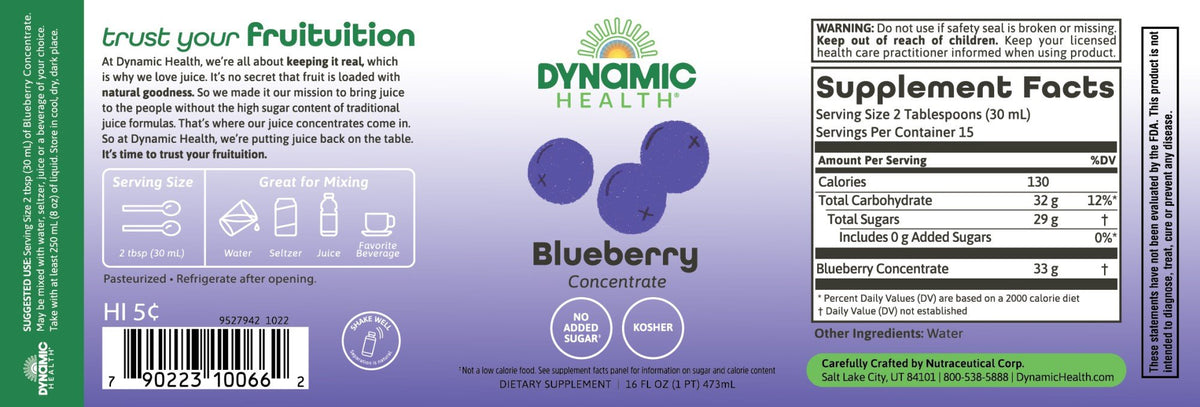 Dynamic Health Blueberry Juice Concentrate 16 oz Liquid