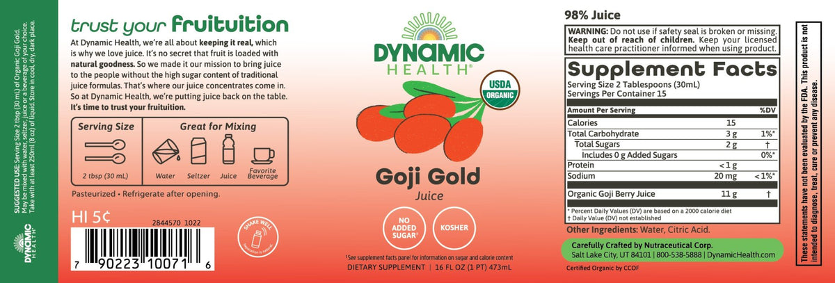 Dynamic Health Goji Gold Certified Organic 16 oz Liquid