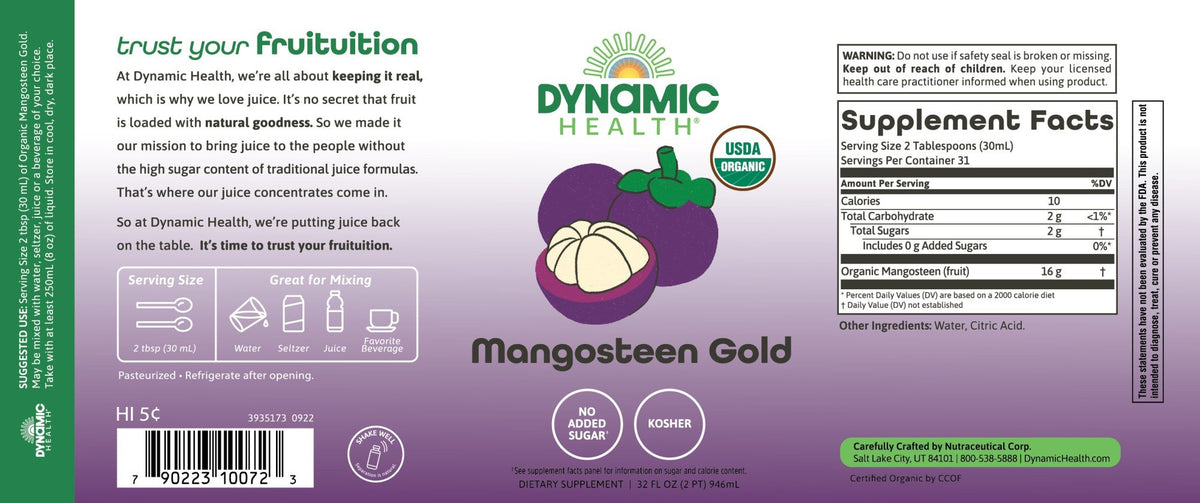 Dynamic Health Mangosteen Gold 100% Pure 32 oz Liquid