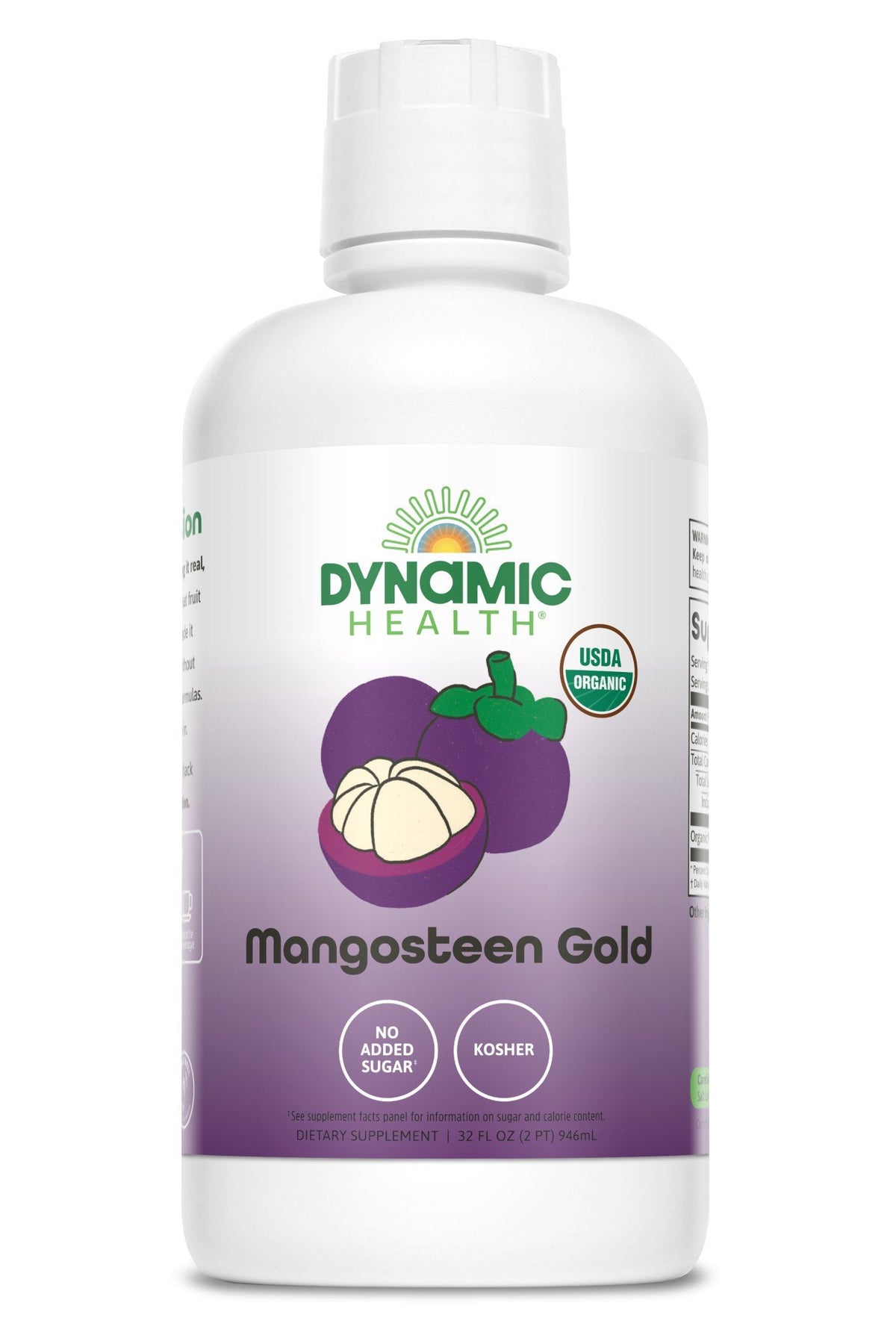 Mangosteen Gold | Dynamic Health | Kosher | USDA Organic | No Added Sugar | Dietary Supplement | 32 Fluid Ounces or 946 milliliters Liquid | VitaminLife