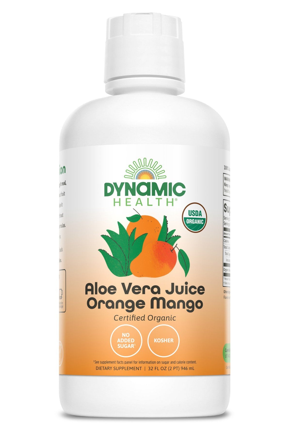 Dynamic Health Organic Aloe Vera Juice Orange Mango 32 oz Liquid