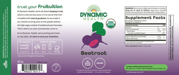 Dynamic Health Certified Organic BeetRoot Juice 32 oz Liquid