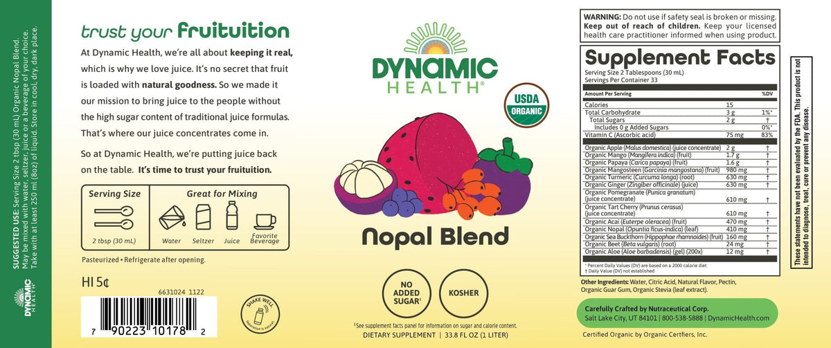 Dynamic Health Organic Certified Nopal Juice Blend 33.8 oz Liquid