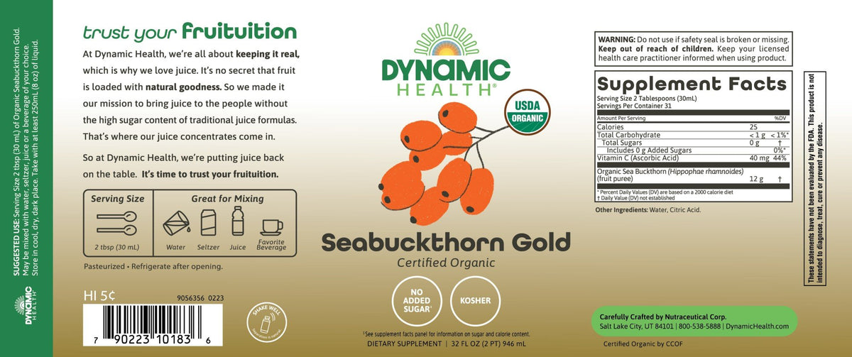 Dynamic Health Seabuckthorn Gold Certified Organic 32 oz Liquid