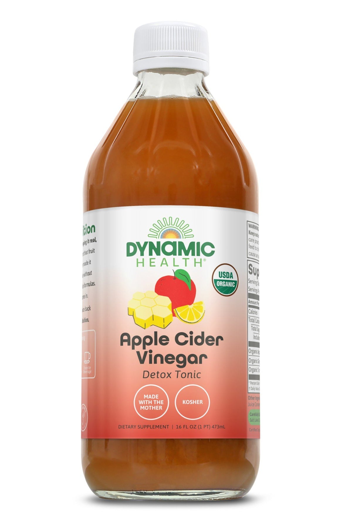 Dynamic Health Apple Cider Vinegar Detox Tonic Certified Organic 16 fl oz Liquid