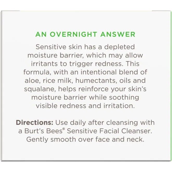 Burt&#39;s Bees Sensitive Solutions Calming Night Cream 1.8 oz Cream