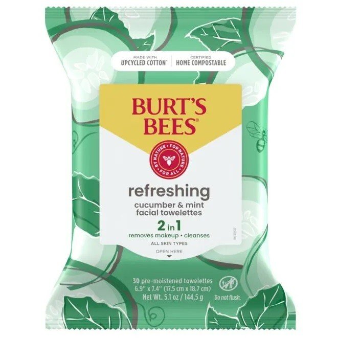 Burt's Bees Facial Cleansing Towelettes-Cucumber & Mint 30 Towelette