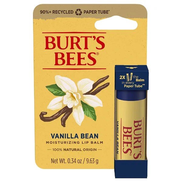 Burt's Bees Vanilla Beeswax Paper Tube Lip Balm in Blister Box 0.34 oz. Lip Balm