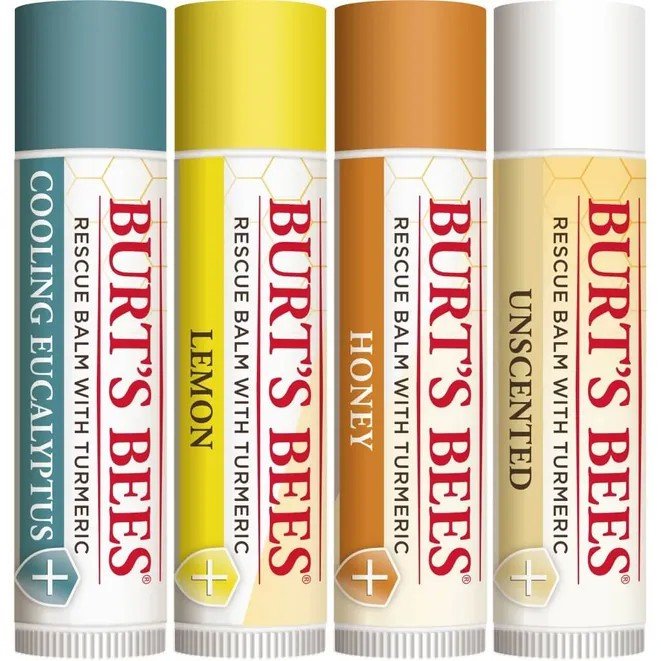 Burt&#39;s Bees Rescue Lip Balm 4 (0.15 oz.) Tubes in Blister Box 4 Pieces Lip Balm