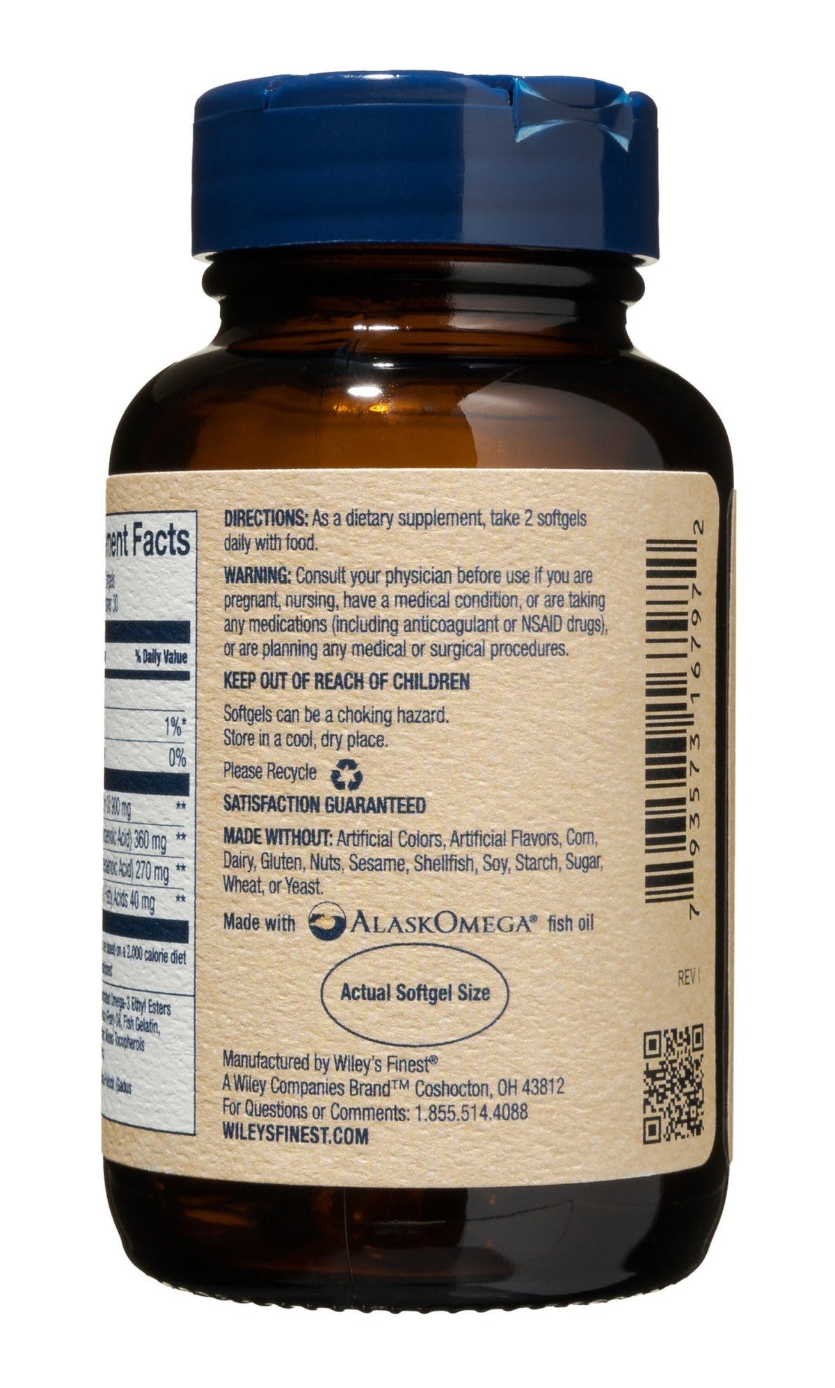 Wileys Finest Wild Alaskan Fish Oil Easy Swallow Minis 60 Softgel