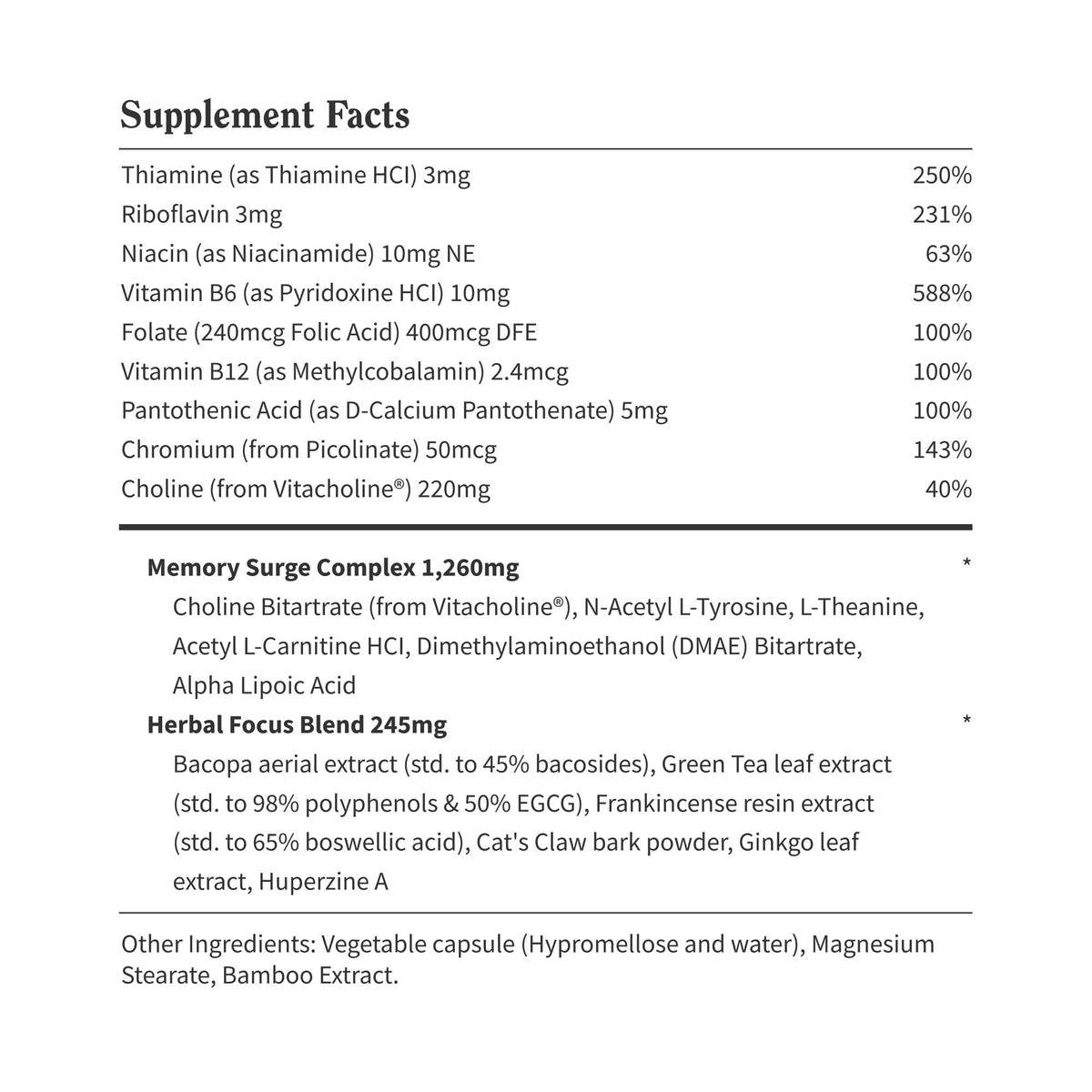 Snap Supplements Brain Food - Memory and Focus 60 Capsule