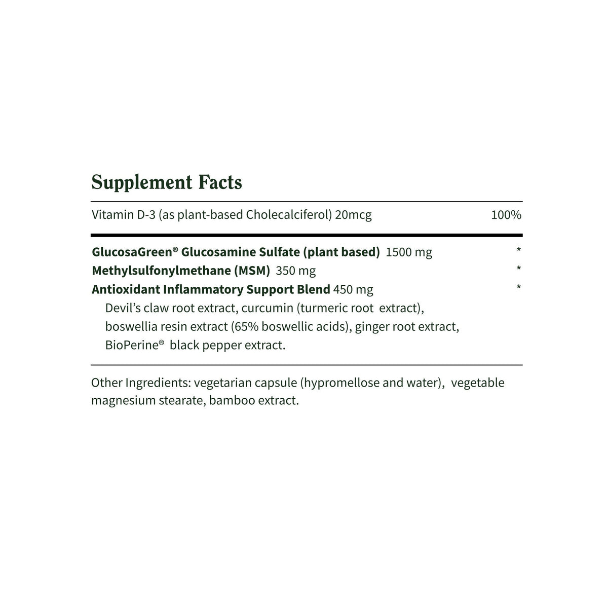 Snap Supplements Joint Health - Inflammatory Support Blend - Plant Based Glucosamine 90 Capsule