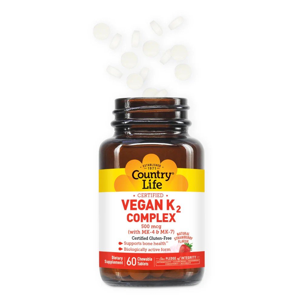 Country Life Vegan K2 500mcg 60 Chewable