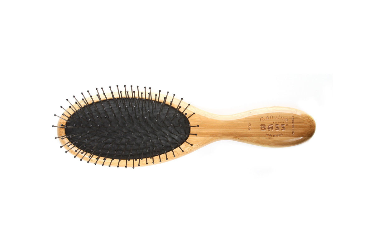 Brush | Medium Oval Cushion Wire Bristle | Light Wood Handle | Bass Brushes | VitaminLife