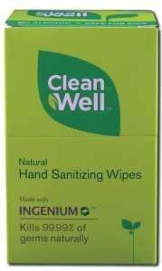 CleanWell Natural Hand Sanitizing Wipes Original Scent 10 Packets Container