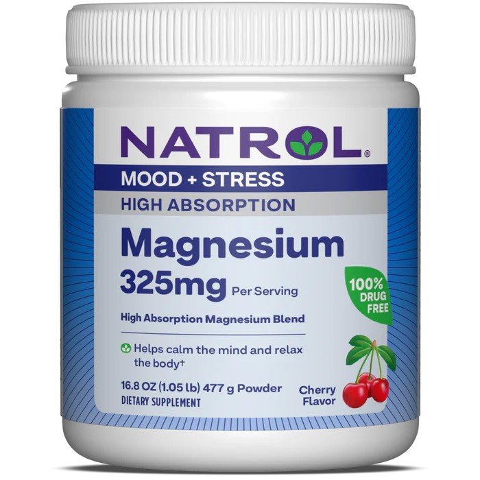 Natrol High Absorption Magnesium - 325mg - Cherry Flavor 16.8 oz Powder