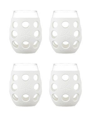 Lifefactory Wine Glass Optic White 4/pk 11 oz Glass