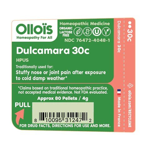 Ollois Homeopathics Dulcamara 30c Organic &amp; Lactose-Free 80 Pellet