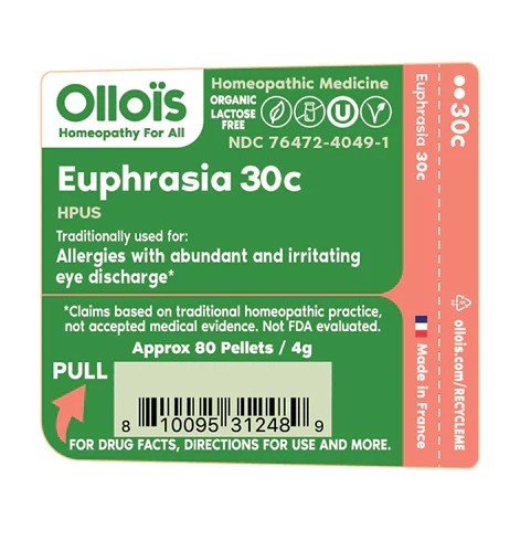 Ollois Homeopathics Euphrasia 30c Organic &amp; Lactose-Free 80 Pellet