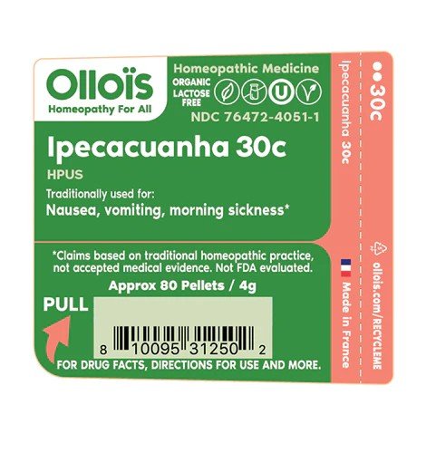 Ollois Homeopathics Ipecacuanha 30c Organic &amp; Lactose-Free 80 Pellet