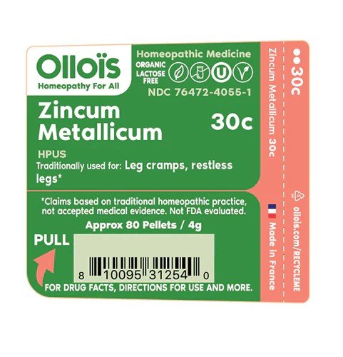 Ollois Homeopathics Zincum Metallicum 30c Organic &amp; Lactose-Free 80 Pellet