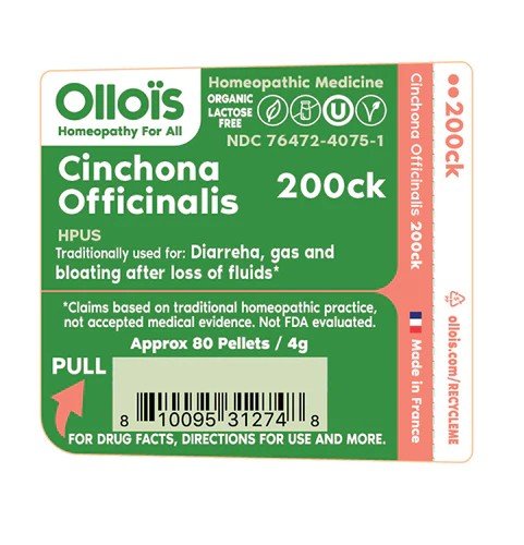 Ollois Homeopathics Cinchona Officinalis 200ck Organic &amp; Lactose-Free 80 Pellet