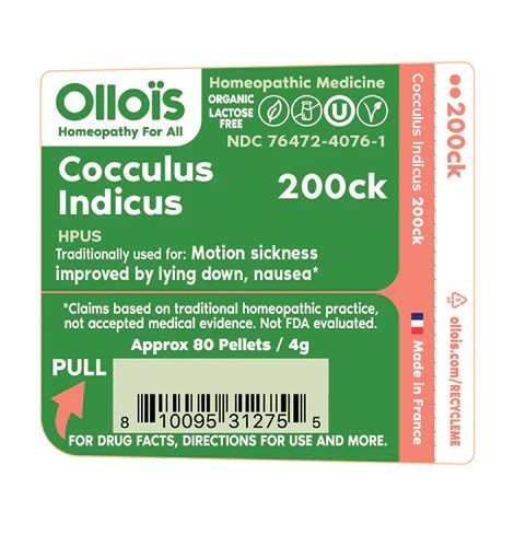 Ollois Homeopathics Cocculus Indicus 200ck Organic &amp; Lactose-Free 80 Pellet