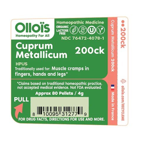 Ollois Homeopathics Cuprum Metallicum 200ck Organic &amp; Lactose-Free 80 Pellet