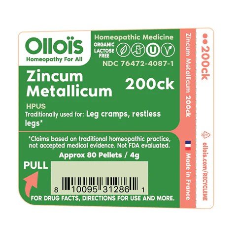 Ollois Homeopathics Zincum Metallicum 200ck Organic &amp; Lactose-Free 80 Pellet