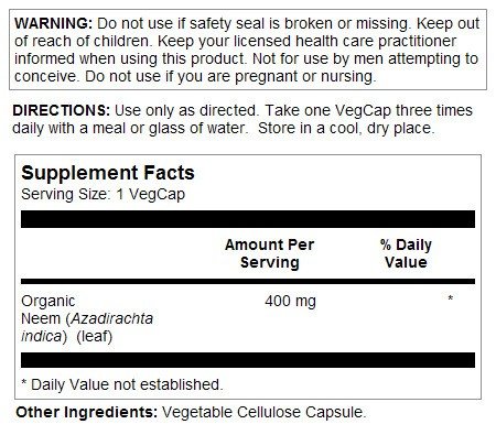 Solaray Organically Grown Neem Leaf 100 VegCap