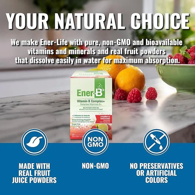 Ener-Life Ener-B+-Vitamin B Complex Drink Mix-Orange-30 Count 5.75 oz(163 g) Powder