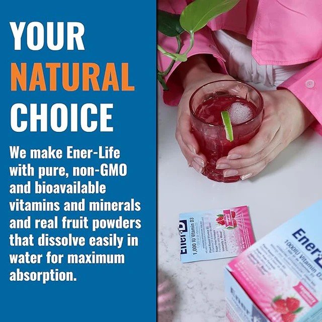 Ener-Life Ener-D+-Vitamin D Drink Mix-1,000 IU of Vitamin D3-Orange-30 Count 5.15 oz(146 g) Powder