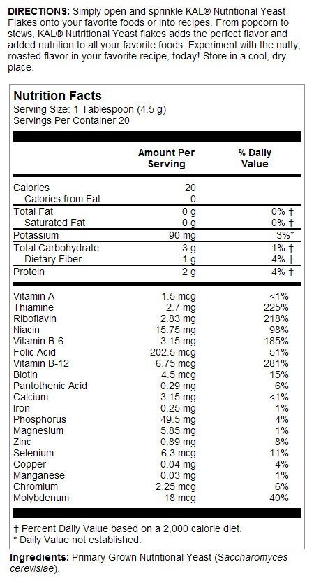 Kal Nutrional Yeast 3.1 oz Powder