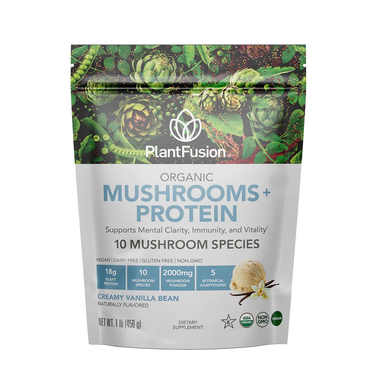 PlantFusion Mushroom & Protein Vanilla 1 lb Powder