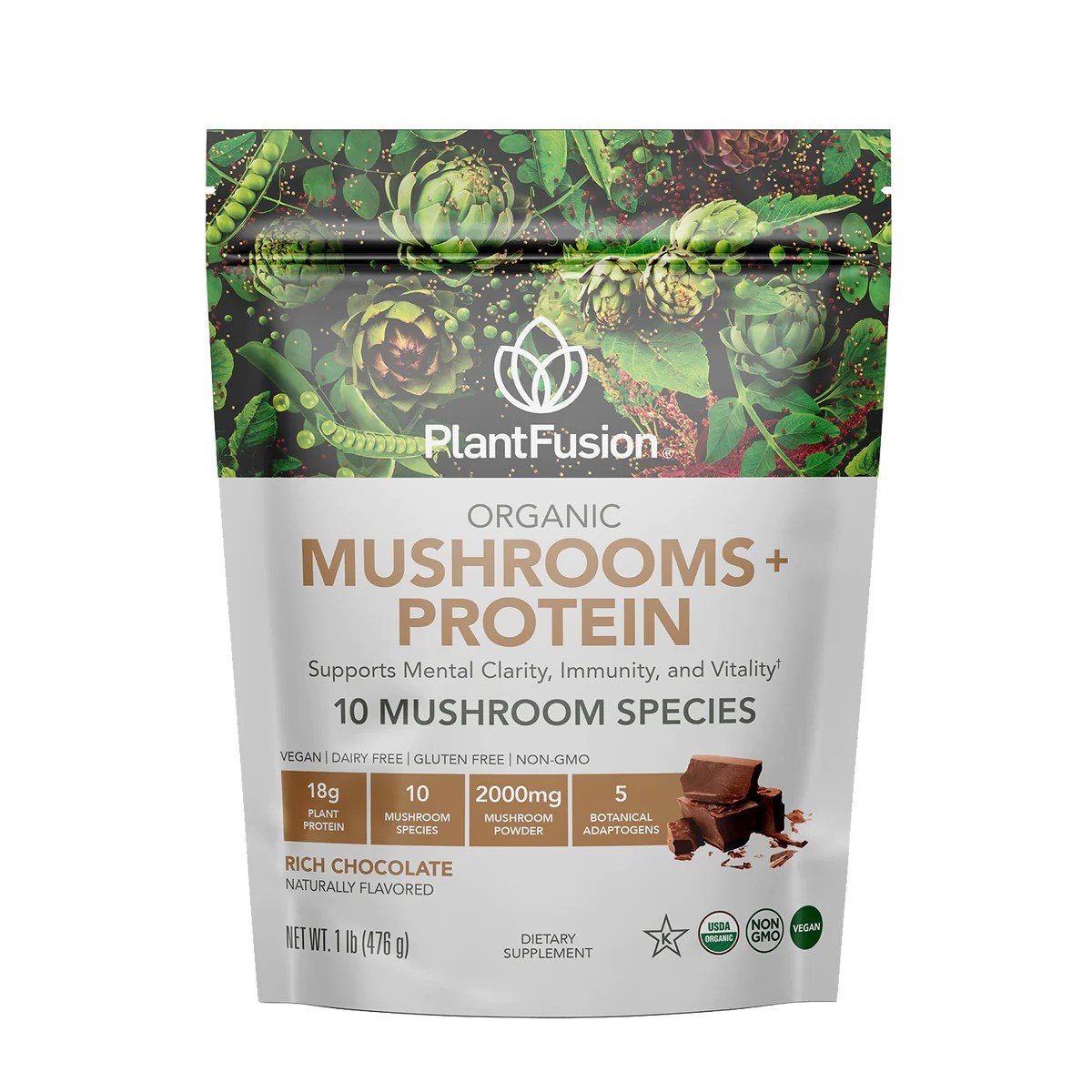 PlantFusion Mushroom &amp; Protein Chocolate 1 lb Powder
